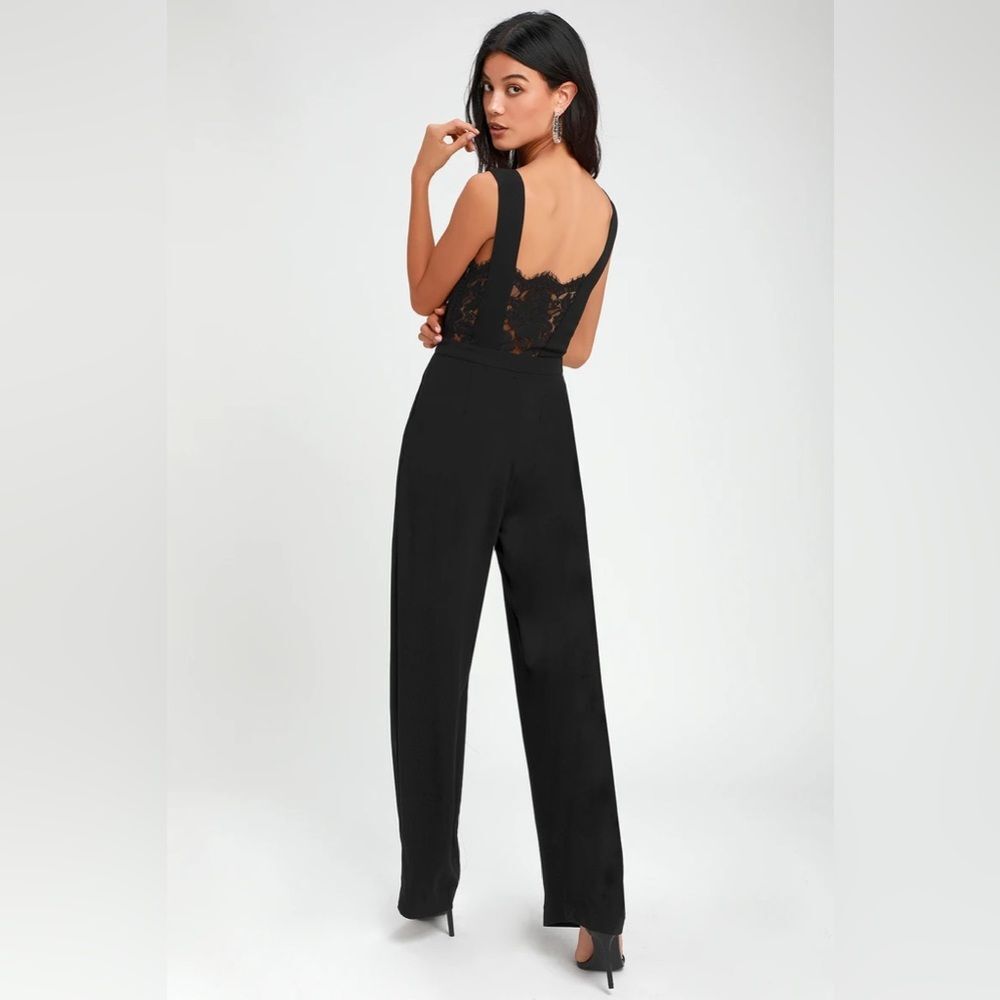 Kiska Black Lace Wide-Leg Jumpsuit - size small NWT